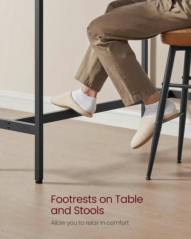 Alt view image 6 of 7 - VASAGLE Bar Table, Narrow Long Bar Table, Kitchen Dining Table, High Pub Table, Sturdy Metal Frame, Industrial Design, 15.7 x 55.1 x 35.4 Inches, Rustic White and Ink Black ULBT140B73