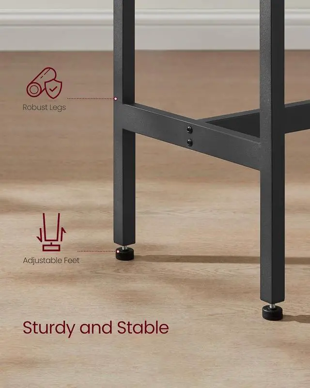 Alt view image 7 of 7 - VASAGLE Bar Table, Narrow Long Bar Table, Kitchen Dining Table, High Pub Table, Sturdy Metal Frame, Industrial Design, 15.7 x 55.1 x 35.4 Inches, Rustic White and Ink Black ULBT140B73