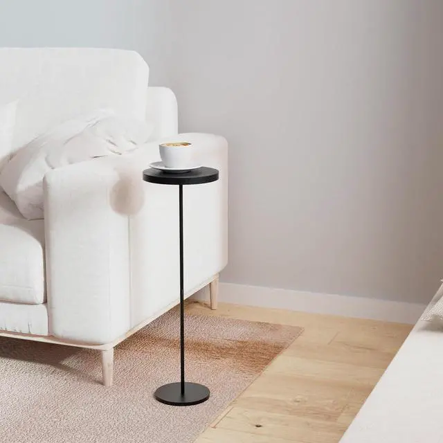 Main image of Round Drink Table Small Side Table, Modern End Table Black Weighted Base Pedestal Table Martini Table for Living Room Bedroom Small Spaces Sofa Couch Chair - Black