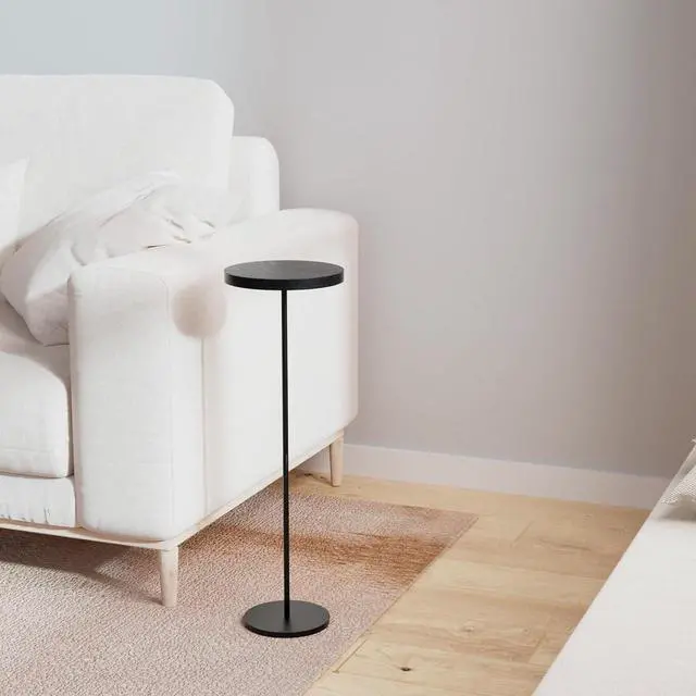 Alt view image 3 of 7 - Round Drink Table Small Side Table, Modern End Table Black Weighted Base Pedestal Table Martini Table for Living Room Bedroom Small Spaces Sofa Couch Chair - Black