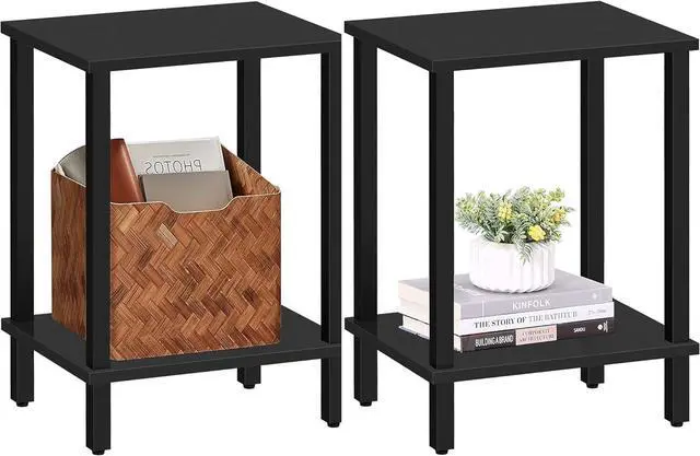 Main image of TUTOTAK End Table, Set of 2, Side Table, Nightstand, 2-Tier Storage Shelf, Sofa Table for Small Space, Living Room, Bed Room TB01BK035