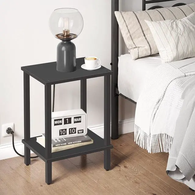 Alt view image 2 of 7 - TUTOTAK End Table, Set of 2, Side Table, Nightstand, 2-Tier Storage Shelf, Sofa Table for Small Space, Living Room, Bed Room TB01BK035