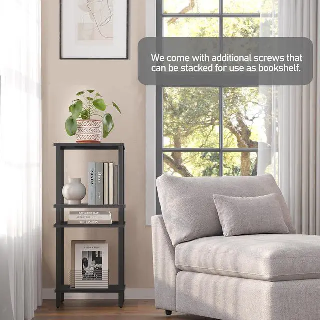 Alt view image 7 of 7 - TUTOTAK End Table, Set of 2, Side Table, Nightstand, 2-Tier Storage Shelf, Sofa Table for Small Space, Living Room, Bed Room TB01BK035