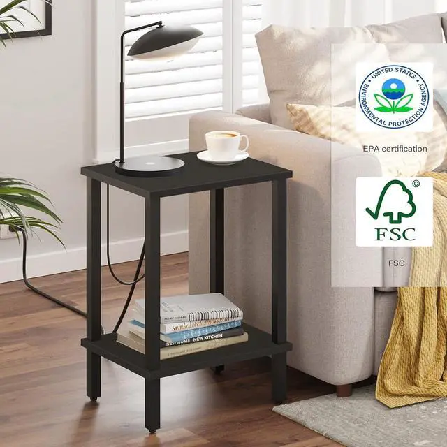 Alt view image 6 of 7 - TUTOTAK End Table, Set of 2, Side Table, Nightstand, 2-Tier Storage Shelf, Sofa Table for Small Space, Living Room, Bed Room TB01BK035