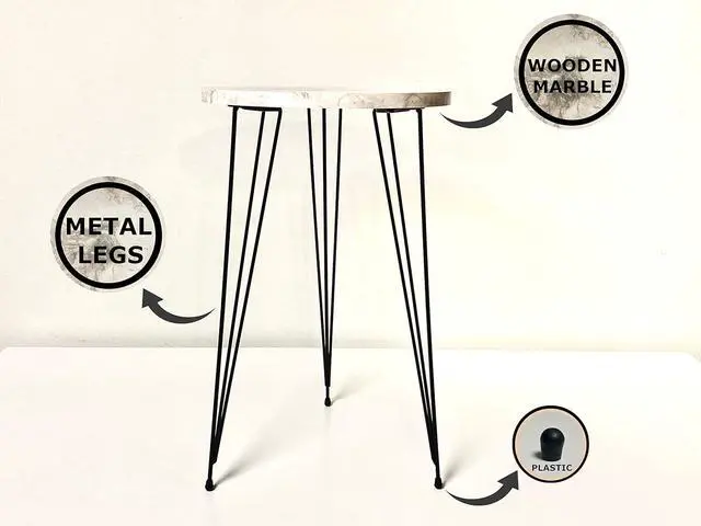 Alt view image 5 of 6 - PAK HOME - Set of 2 End Table - White Marble Look Round Wood Sofa Side Coffee Tables for Small Spaces, Nightstand Bedside Table for Small Spaces