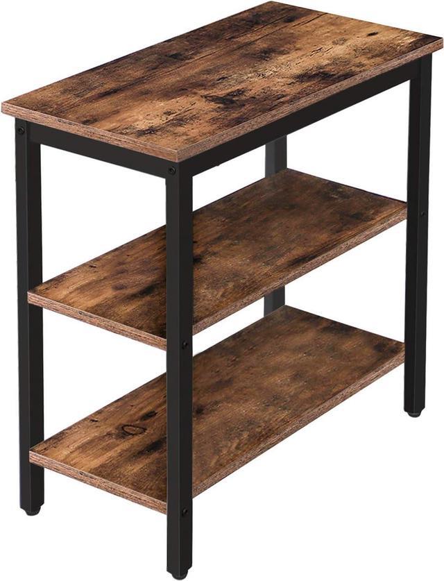 Main image of HOOBRO End Table, Simple Rustic Side Table with 3-Tier Storage Shelf, Narrow Nightstand for Small Spaces, for Living Room, Bedroom,Easy Assembly, Industrial Design, Rustic Brown and Black BF14BZ01
