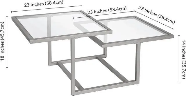 Alt view image 3 of 7 - Henn&Hart 43" Wide Square Coffee Table in Nickel, Modern coffee tables for living room, studio apartment essentials