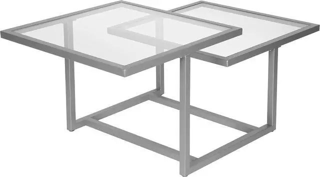 Alt view image 4 of 7 - Henn&Hart 43" Wide Square Coffee Table in Nickel, Modern coffee tables for living room, studio apartment essentials