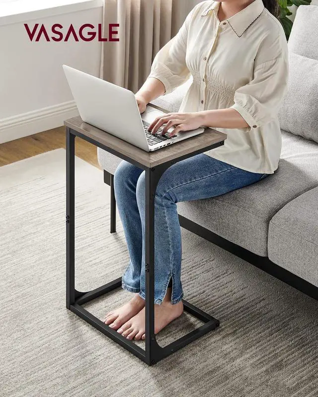 Alt view image 2 of 7 - VASAGLE C-Shaped End Table, Side Table for Sofa, Couch Table with Metal Frame, Small TV Tray Table for Living Room, Bedroom, Greige and Black