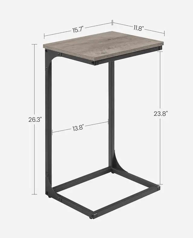 Alt view image 3 of 7 - VASAGLE C-Shaped End Table, Side Table for Sofa, Couch Table with Metal Frame, Small TV Tray Table for Living Room, Bedroom, Greige and Black