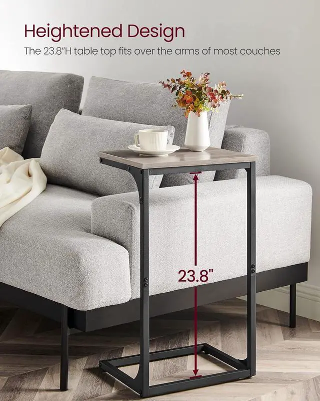 Alt view image 4 of 7 - VASAGLE C-Shaped End Table, Side Table for Sofa, Couch Table with Metal Frame, Small TV Tray Table for Living Room, Bedroom, Greige and Black