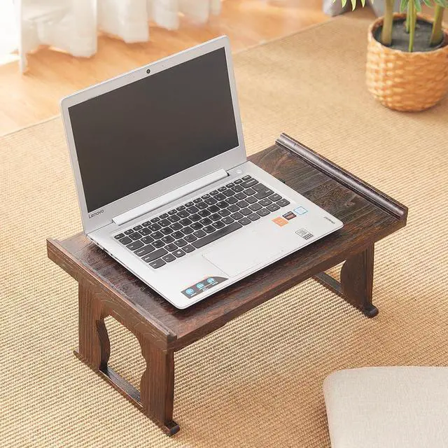 Alt view image 5 of 7 - Japanese Floor Table,Small Coffee Table & Tea Table, Altar Table for Meditation,Low Table for Sitting on The Floor,Wood Bed Table Trays with Foldable Legs,Bed Laptop Desk