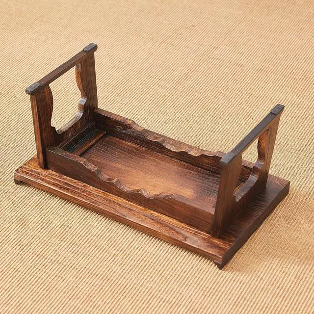 Alt view image 7 of 7 - Japanese Floor Table,Small Coffee Table & Tea Table, Altar Table for Meditation,Low Table for Sitting on The Floor,Wood Bed Table Trays with Foldable Legs,Bed Laptop Desk
