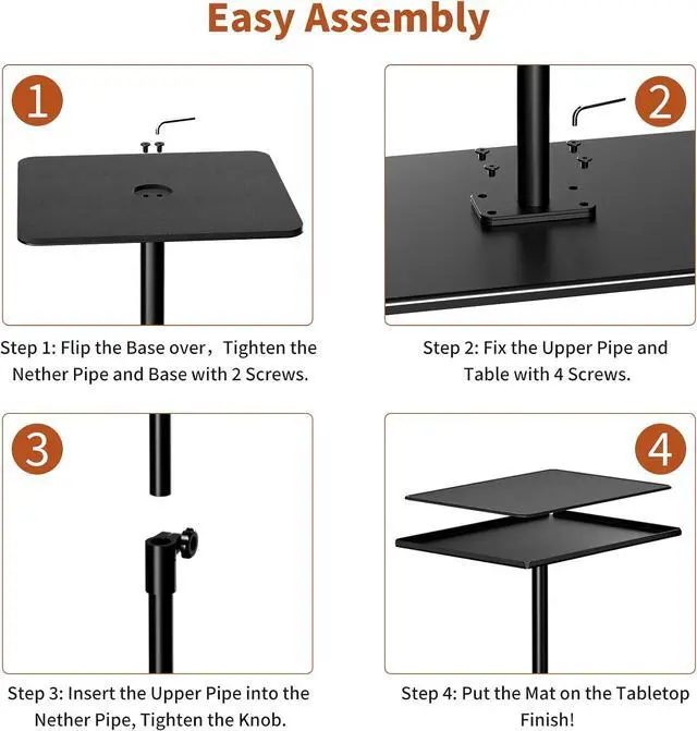 Alt view image 6 of 7 - RCHYFEED Metal End Table,Height Adjustable Tall Side Tables Living Room,Small Side Table for Small Spaces with Matte Black Tray,Square Drink Coffee Tables Sofa Table for Bedroom,Indoor & Outdoor