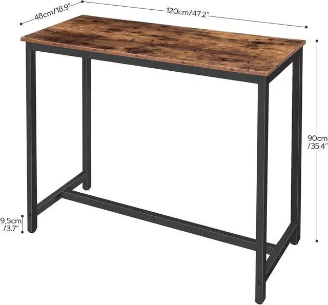 Alt view image 3 of 7 - HOOBRO Bar Table, Rectangular Pub Table, 47.2 Counter Height Bar Table, Industrial Bar Height Table, Dining Table for Kitchen, Living Room, Easy to Assemble, Rustic Brown BF50BT01