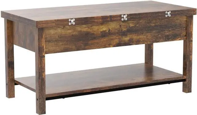 Alt view image 5 of 7 - FABATO Lift Top Coffee Table, 4-in-1 Multi-Function Convertible Coffee Table with Storage, Coffee Table Converts to Dining Table for Living Room Reception Room Office, Rustic Brown, 41.73*19.29*18.3