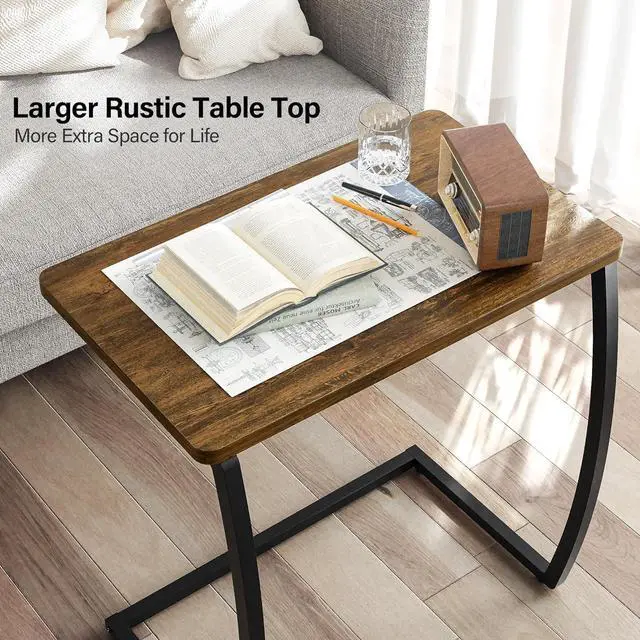 Alt view image 5 of 7 - SRIWATANA Side Table, End Table, Vintage C-Shaped Couch Table for Sofa Laptop Coffee Snack, Walnut