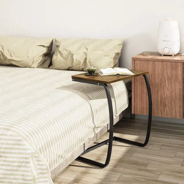 Alt view image 7 of 7 - SRIWATANA Side Table, End Table, Vintage C-Shaped Couch Table for Sofa Laptop Coffee Snack, Walnut