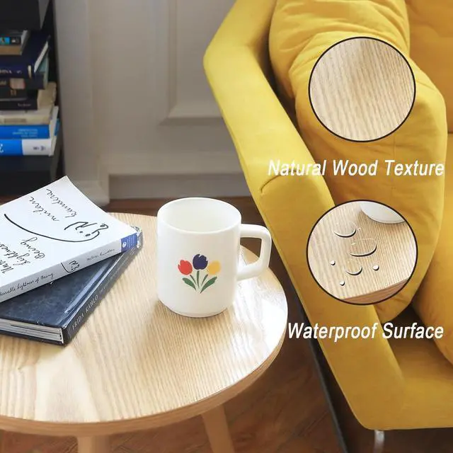 Alt view image 5 of 7 - AWASEN Side Table Round, Small Accent Table Nightstand Modern End Table for Living Room Bedroom Office Small Spaces, 16''D x 19.5''H(Natural Walnut)