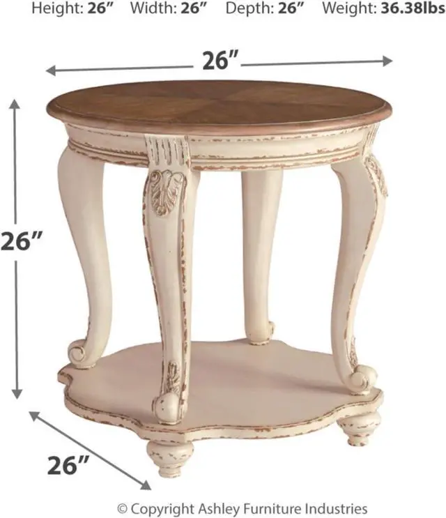 Alt view image 3 of 7 - Signature Design by Ashley Realyn French Country Two Tone Round End Table, Chipped White