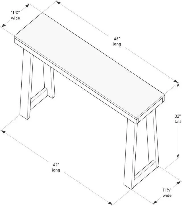Alt view image 2 of 5 - Plank+Beam Solid Wood Console Table, 46.25 Inch, Sofa Table, Narrow Entryway Table for Hallway, Behind The Couch, Living Room, Foyer, Easy Assembly, Black