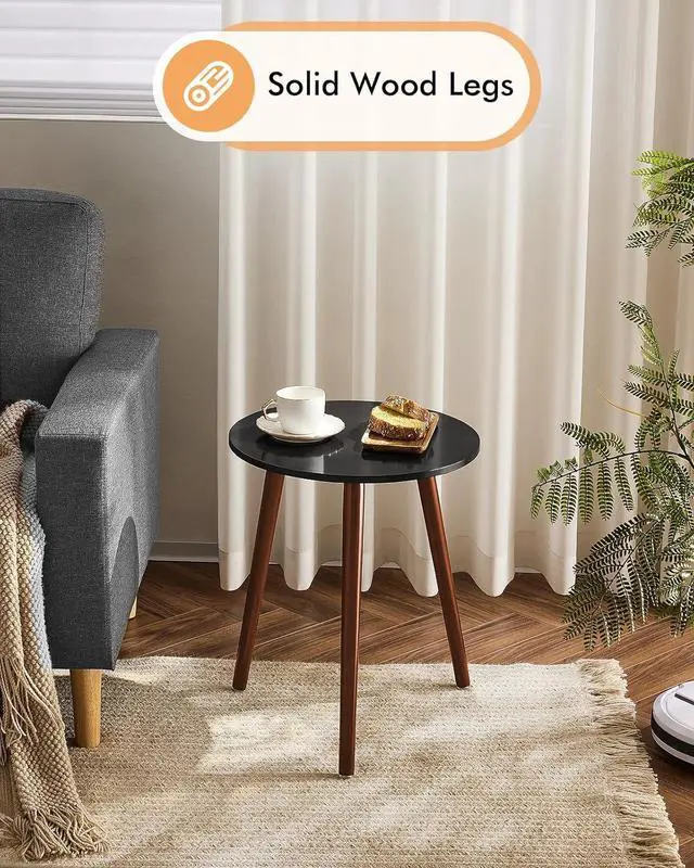 Alt view image 4 of 7 - Apicizon Brown Side Table for Bedroom, End Table Bedside Table Nightstand Coffee Table with Brown Wood Legs for Living Room, 16.5 x 20.5 Inches, Black & Brown