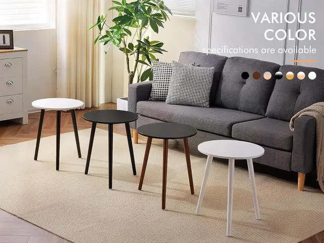 Alt view image 7 of 7 - Apicizon Brown Side Table for Bedroom, End Table Bedside Table Nightstand Coffee Table with Brown Wood Legs for Living Room, 16.5 x 20.5 Inches, Black & Brown