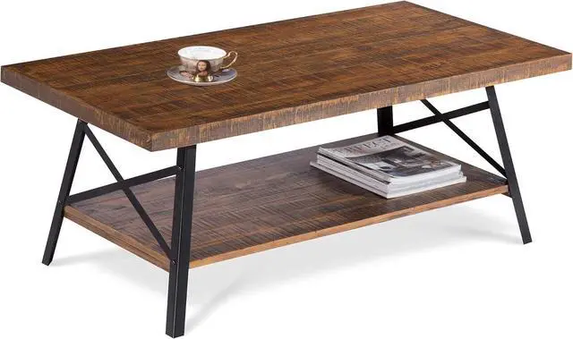 Alt view image 5 of 6 - Olee Sleep Cocktail Table with Metal Legs, Rustic Brown