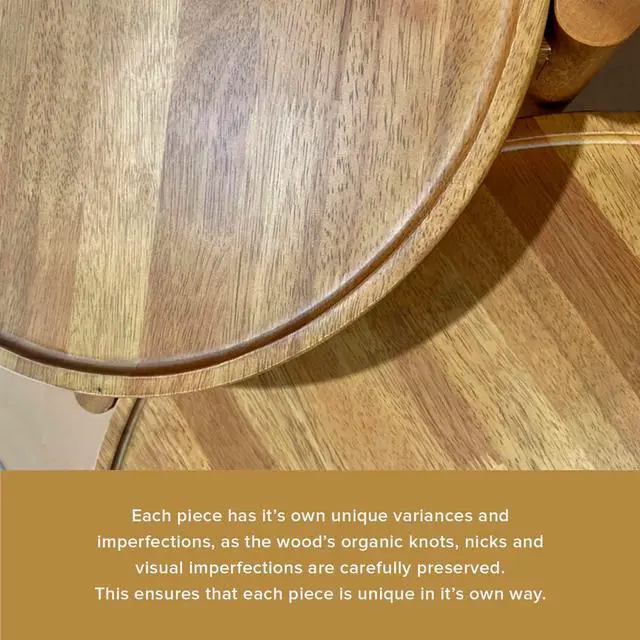 Alt view image 6 of 7 - mopio Dylan Coffee Table, Small Round Coffee Table Set, 2 Piece Solid Wood, Boho, Farmhouse, Rustic, Modern, Circle, Living Room Table, Nesting Tables, with Sturdy Durable 3-Leg (Round Nesting Tables)