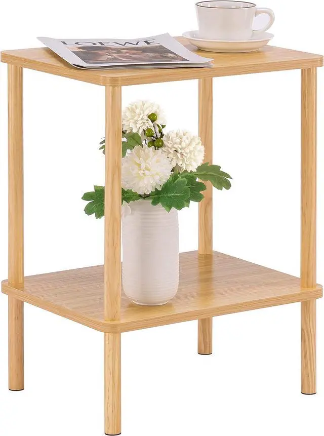 Alt view image 7 of 7 - Apicizon 2 Tier End Table, Boho Side Table with Storage Shelf, Nightstand Bedside Table for Small Spaces, Bedroom, Living Room, Entryway, Farmhouse, Easy Assembly, Natural