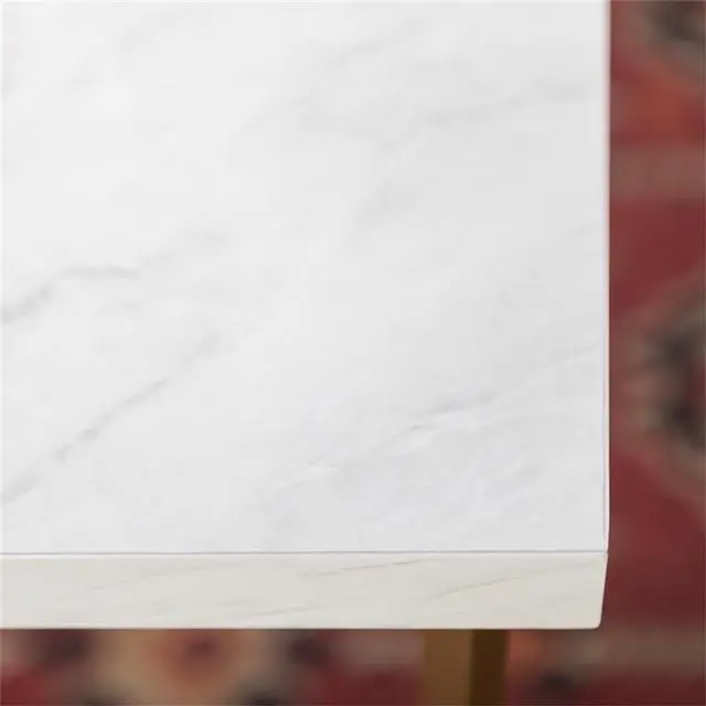 Alt view image 7 of 7 - Walker Edison Mid Century Modern Marble Gold Rectangle Coffee Table Living Room Accent Ottoman Storage Shelf, 42 Inch, Marble and Gold