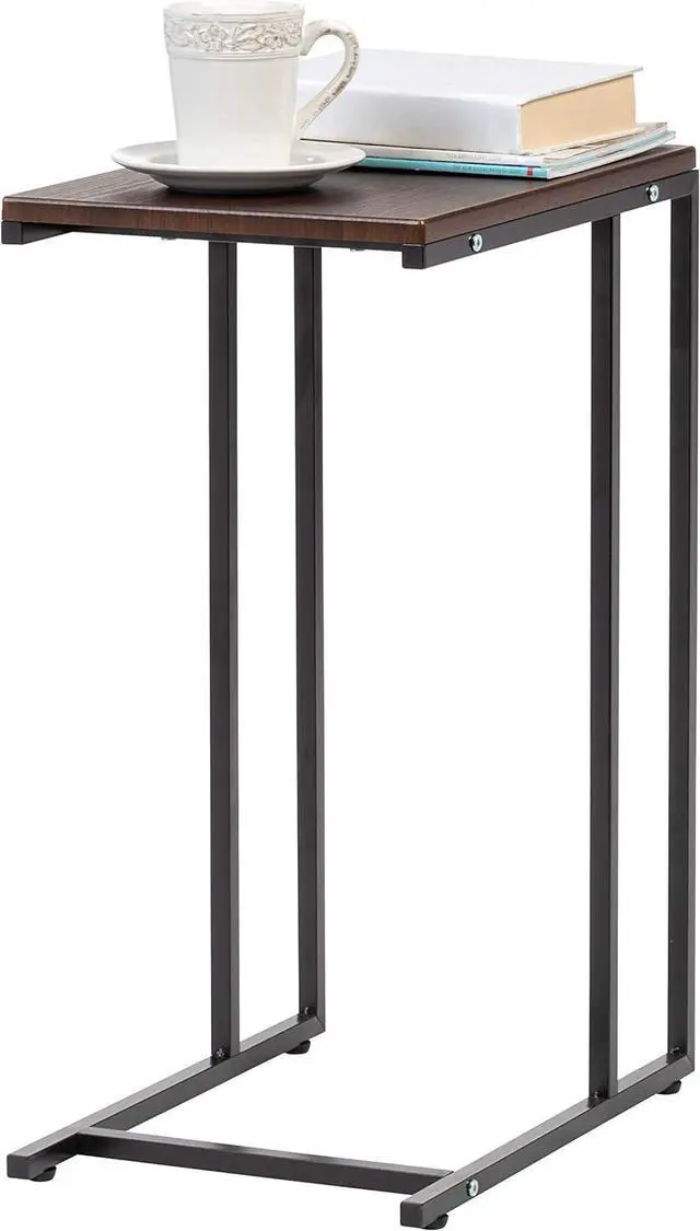 Main image of IRIS USA Wood and Metal Frame Side Table, Accent Sofa End Table Coffee Snack, Bedroom Night Stand, Living Room Computer Desk, C-Shape Wide - New