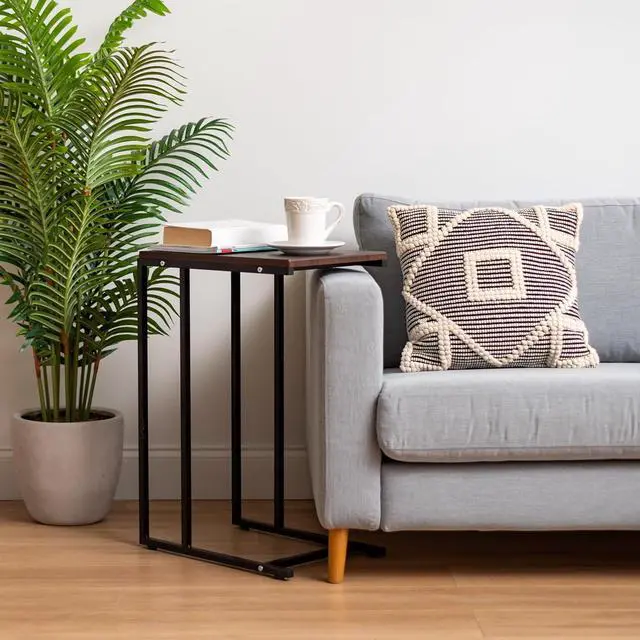 Alt view image 5 of 7 - IRIS USA Wood and Metal Frame Side Table, Accent Sofa End Table Coffee Snack, Bedroom Night Stand, Living Room Computer Desk, C-Shape Wide - New