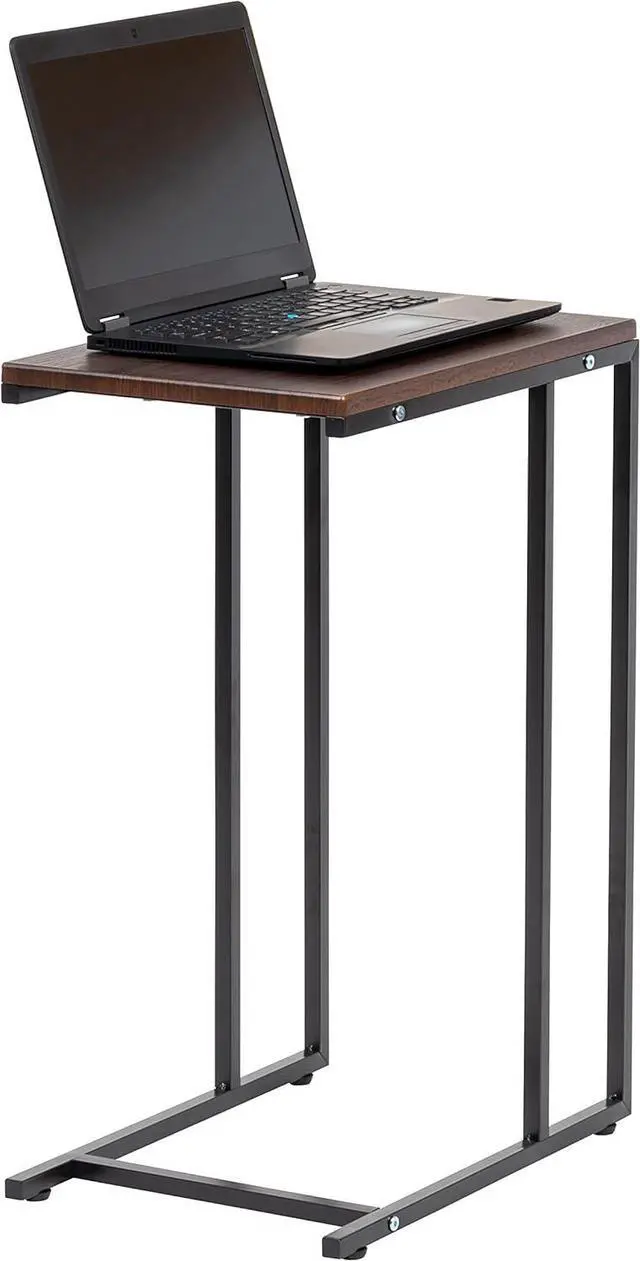 Alt view image 7 of 7 - IRIS USA Wood and Metal Frame Side Table, Accent Sofa End Table Coffee Snack, Bedroom Night Stand, Living Room Computer Desk, C-Shape Wide - New