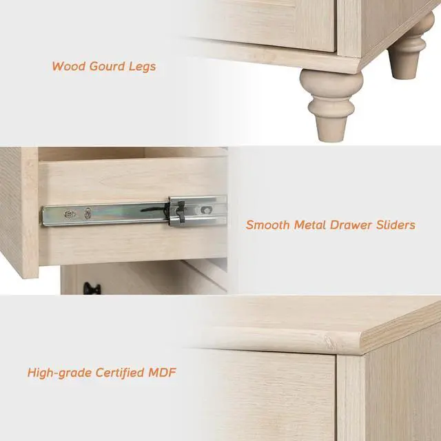 Alt view image 5 of 6 - WAMPAT Buffet Cabinet with 4 Doors and 2 Drawers, Large Coffee Bar Table Wood Kitchen Storage Cabinets with Storage Cabinets, Modern Farmhouse Sideboard Credenza for Dining Room, Beige, 68 inch