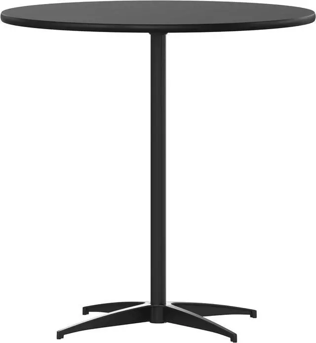 Main image of Flash Furniture Lars Black 30'' Round Wood Cocktail Table with 30'' and 42'' Columns