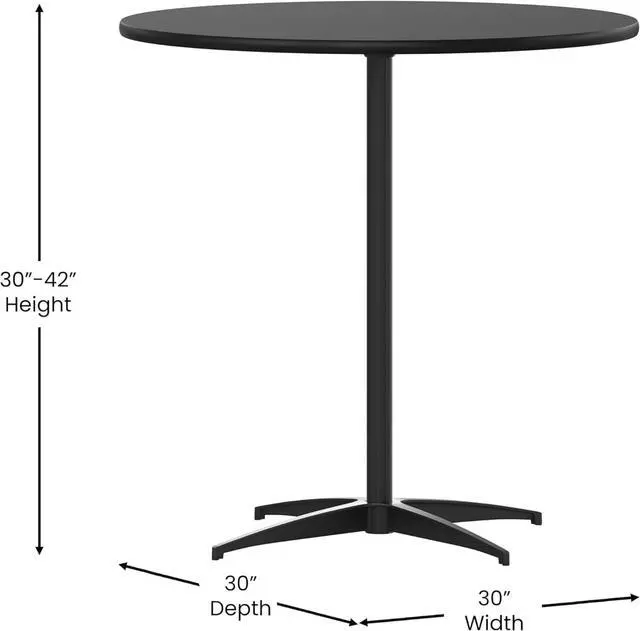 Alt view image 3 of 7 - Flash Furniture Lars Black 30'' Round Wood Cocktail Table with 30'' and 42'' Columns