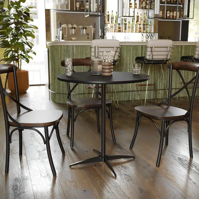Alt view image 2 of 7 - Flash Furniture Lars Black 30'' Round Wood Cocktail Table with 30'' and 42'' Columns