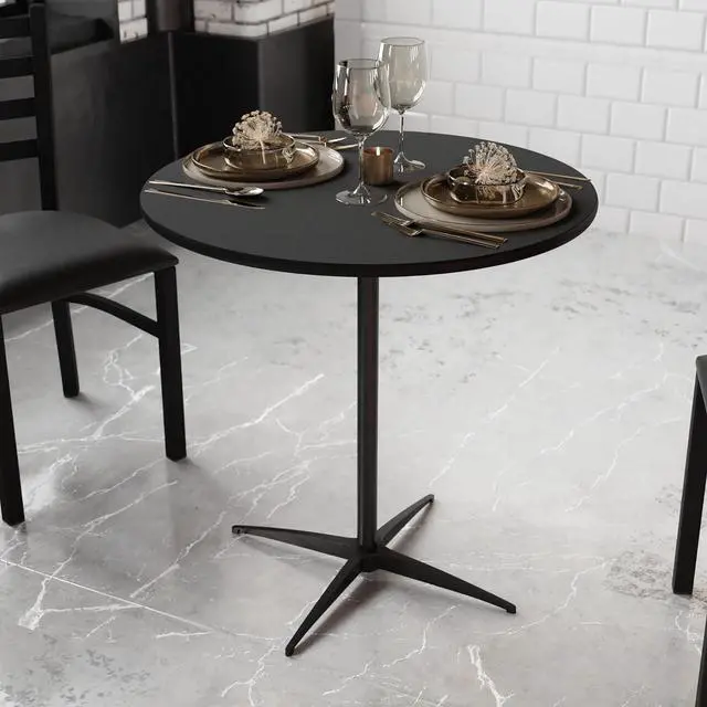 Alt view image 5 of 7 - Flash Furniture Lars Black 30'' Round Wood Cocktail Table with 30'' and 42'' Columns