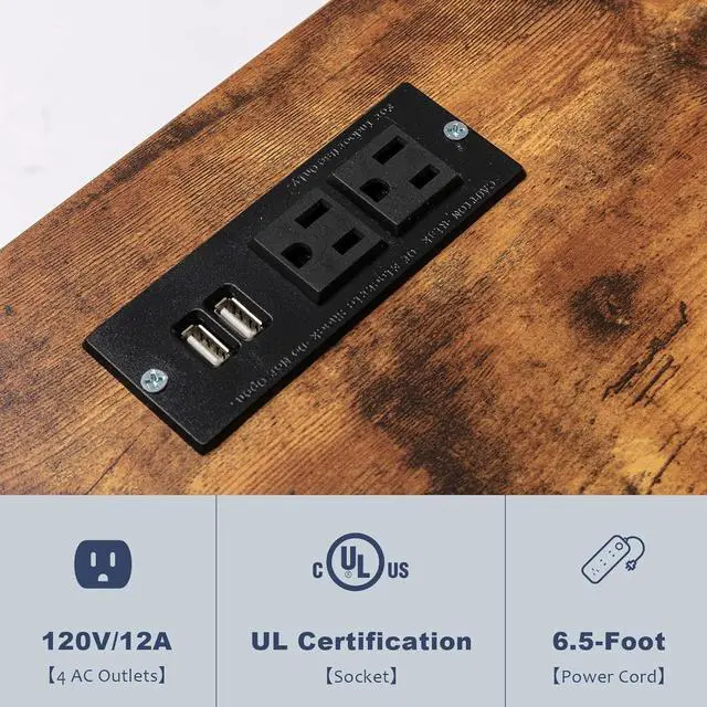 Alt view image 6 of 7 - Farmhouse Coffee Bar Cabinet Rustic Sliding Barn Door Storage Cabinet with Power Outlet, Buffet Server Sideboard Cupboard Table for Dining Room Entryway Kitchen (Rustic Brown)