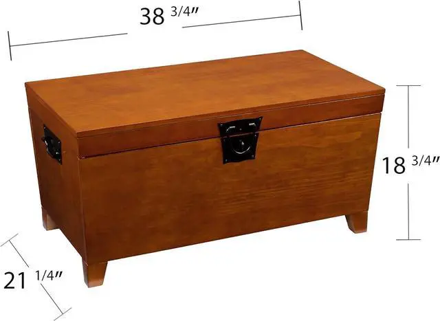 Alt view image 7 of 7 - SEI Furniture Pyramid Storage Trunk Coffee Table, Mission Oak