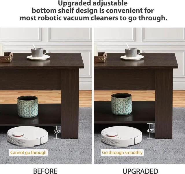 Alt view image 5 of 7 - Topeakmart Lift Top Coffee Table with Hidden Storage Compartment for Living Room Espresso, 47.5in L