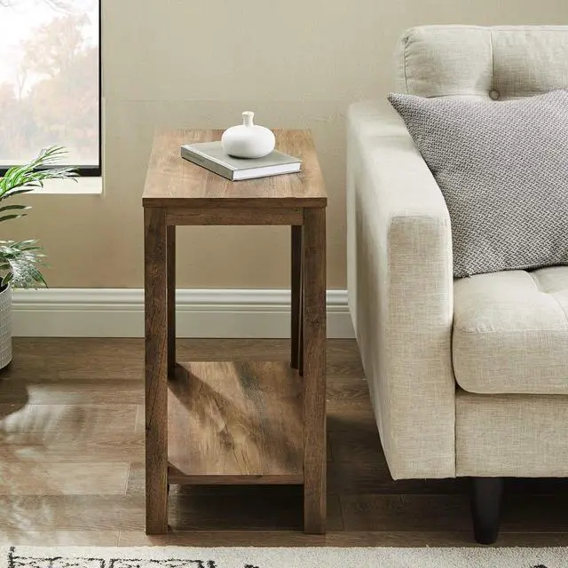 Alt view image 2 of 7 - Walker Edison Modern Farmhouse A-Frame Wood Rectangle Side Table Living Room Small End Accent Table, 13 Inch, Rustic Oak