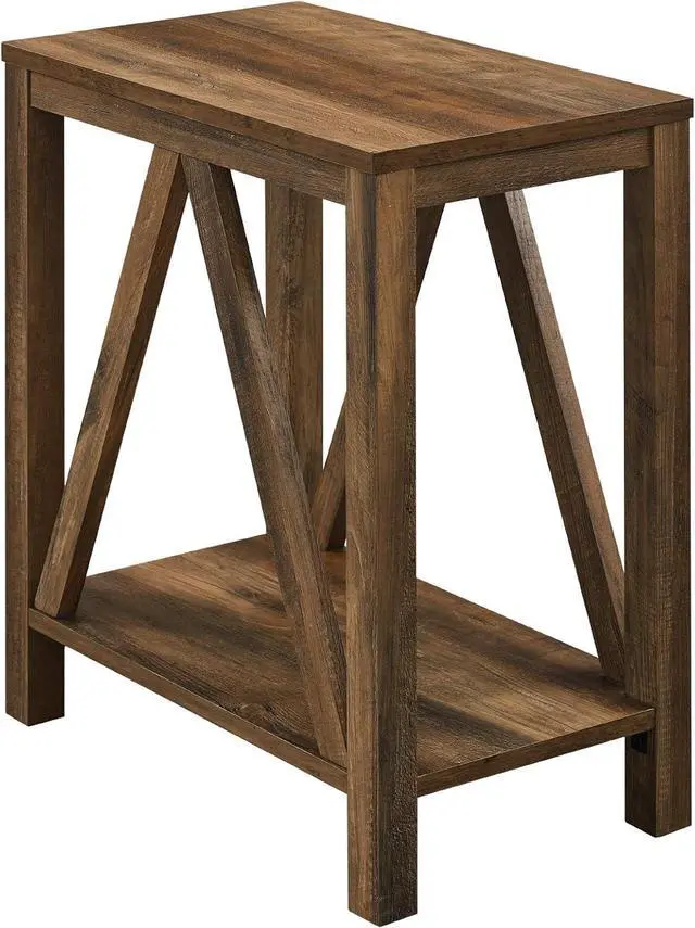 Alt view image 5 of 7 - Walker Edison Modern Farmhouse A-Frame Wood Rectangle Side Table Living Room Small End Accent Table, 13 Inch, Rustic Oak