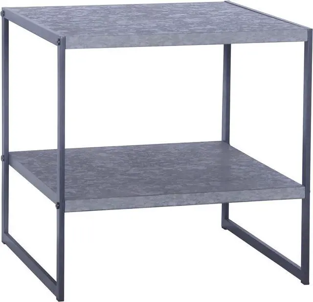 Main image of Household Essentials Jamestown Square Side End Table with Storage Shelf Rustic Slate Concrete and Black Metal, Grey
