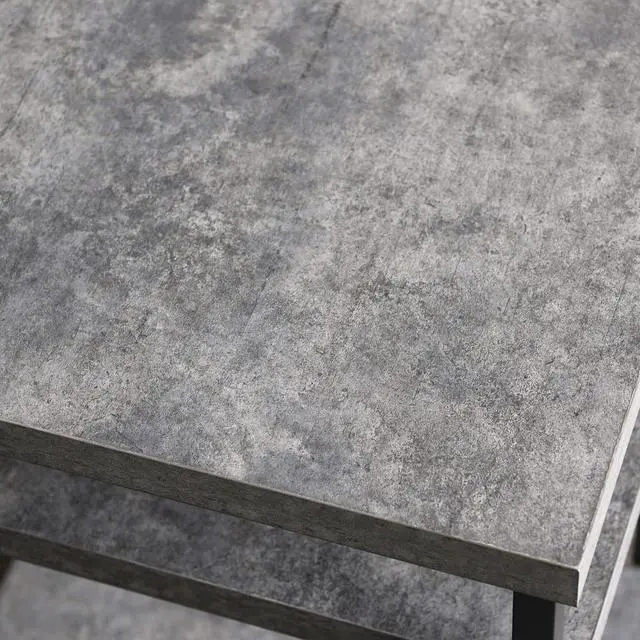 Alt view image 4 of 7 - Household Essentials Jamestown Square Side End Table with Storage Shelf Rustic Slate Concrete and Black Metal, Grey