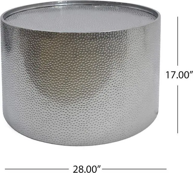 Alt view image 3 of 6 - Christopher Knight Home Rache Modern Round Coffee Table with Hammered Iron, Silver, 26. 00 L x 26. 00 W x 17. 25 H