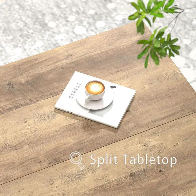 Alt view image 4 of 7 - FOLUBAN Coffee Table, Modern Square Center Table for Living Room, Industrial Rustic Wood and Metal Cocktail Tea Table, 31.5 Inch, Oak