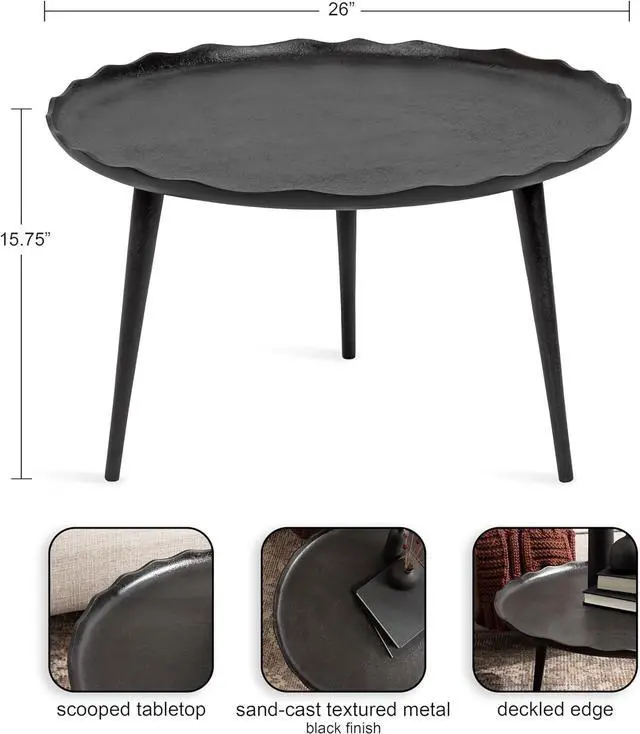 Alt view image 3 of 7 - Kate and Laurel Alessia Round Coffee Table, 25x25x15, Bronze