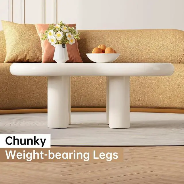 Alt view image 5 of 7 - Cloud Coffee Table, Cute White Modern Tea Table, Irregular Indoor End Table for Living Room, Free Shape with 4 Legs, 35.82 Inches